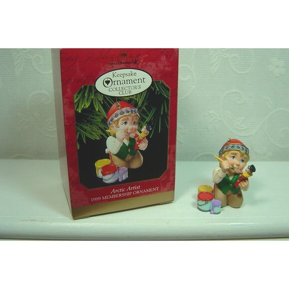 VINTAGE HALLMARK ORNAMENT ARCTIC ARTIST PAINTING ELF-FROM 1999 - Picture 1 of 4